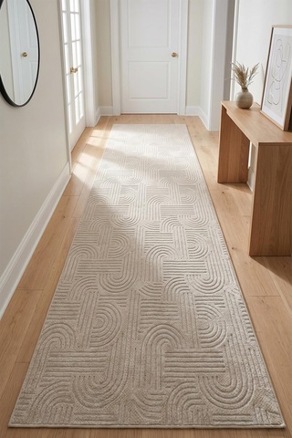 Raschel Carpet Bohem Yıkanabilir Leke Tutmaz Modern Sisal Bej Özel Seri Kaymaz Taban Halı Yolluk Bej