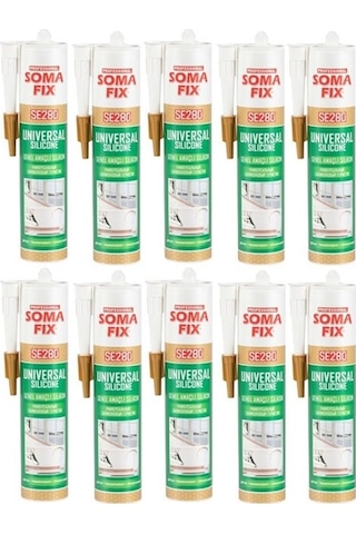 10 Adet Şeffaf Somafix Fermfix Genel Amaçlı Asetik Silikon Şeffaf