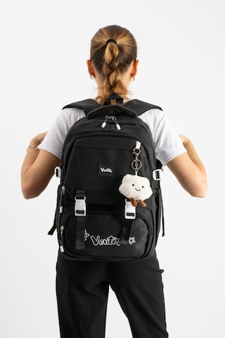 Ventis Unisex Okul Çantası Ortaokul Lise Maskotlu Sırt Çantası 43 30 Cm Su Geçirmez Kumaş Vnt4-g Siyah