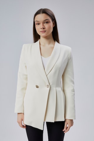 Ekru Regular Fit Pile Detaylı Blazer Ceket Ekru