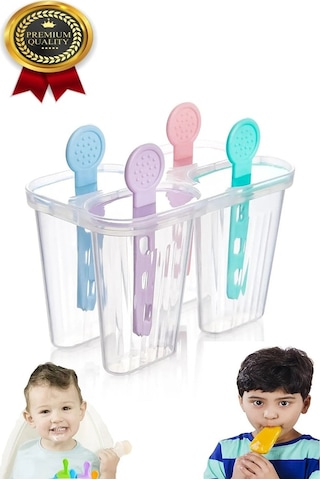 Tois Baby Çocuk 4'lü Pratik Dondurma Ve Meybuz Kalıbı Çocuk Bebek Dondurma Kalıbı Buz Kalıbı