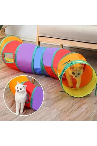 Lexroo Gökkuşağı Renkli Kedi Ve Köpek Oyun Tüneli, Katlanır Evcil Hayvan Oyun Tüneli - Kıvrımlı