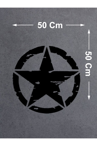 Askeri Yıldız Army Star Sticker - Off Road Pickup Kamp 4x4 Sticker - Araba Oto Motosiklet Karavan Sticker 00677 50x50 Cm