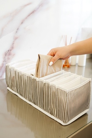 Akordiyon Organizer Çekmece Içi Düzenleyici M Boy Kumaş 100 X 110 Gri Diğer
