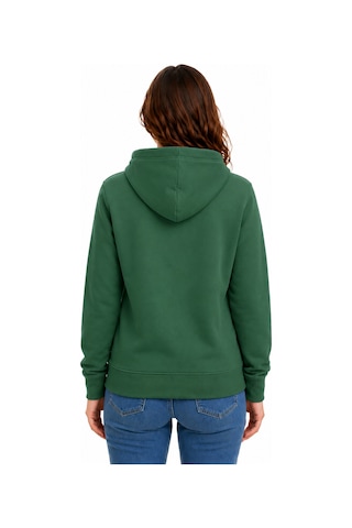 Herkesemoda Ördek Baskılı Kapüşonlu 2 İplik Şardonlu Sweatshirt Yeşil