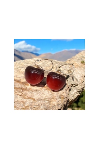 Yıwushı Kadınlar İçin Şık Kiraz Küpe - Kırmızı, Altın Tonlu Kapatma, Günlük Ve Resmi Takı Kırmızı