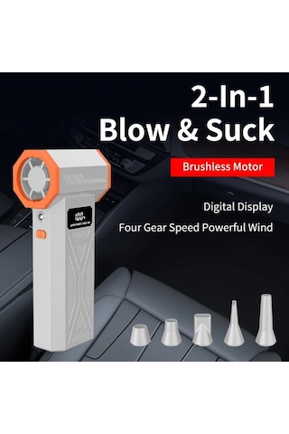 Fochsia Aicevoos Şarj Edilebilir Yüksek Hız Turbo Jet Fan Vakum Aksesuarlı Gri Toz Kar Temizleme Bilgisayar Araç Kamp