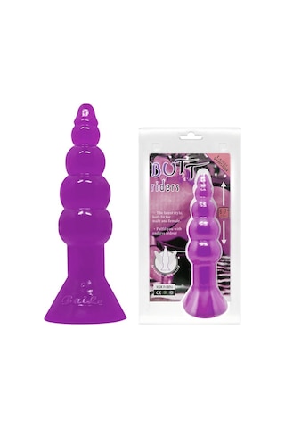 Hızlı Express Baile Boğumlu 17 CM Silikon Anal Plug Vantuzlu Anal Tıkaç Mor Dildo