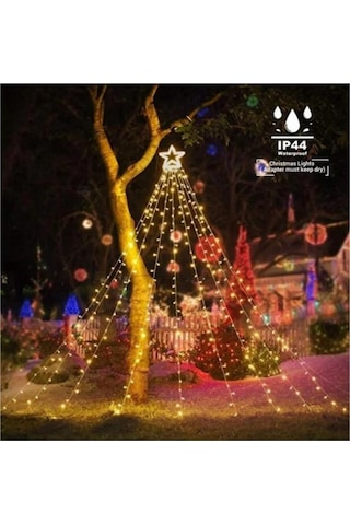 Yıldız Sarı Tepe Güneş Enerjili Solar Led Işık Yılbaşı Led Işık Sarı