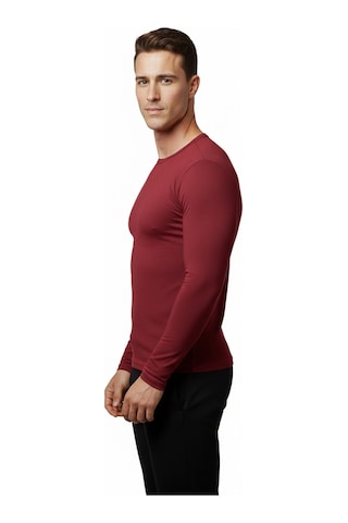 DeepSEA Bordo Dar Kalıp Likralı %90 Pamuk Erkek Sweatshirt – Vücuda Oturan İnce Penye Sweat 2300423