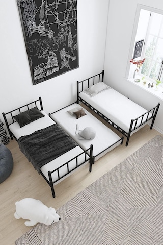 Argimo Zambak Yavrulu Metal Siyah Ranza Ve Karyola 90x190