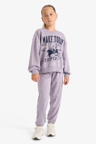 Defacto Kız Çocuk 2li Takım Baskılı Sweatshirt Eşofman Altı E6416a825aupr314 Mor