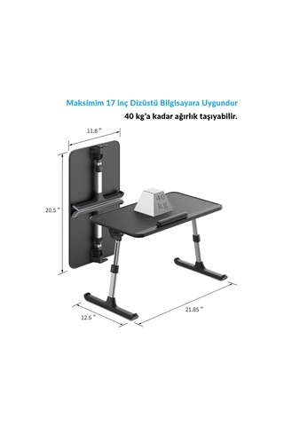 Bix Saiji Al30 Ayarlanabilir Laptop Standı Ergonomik Tasarım 17 İnç Uyumlu Taşınabilir Masa Siyah Siyah