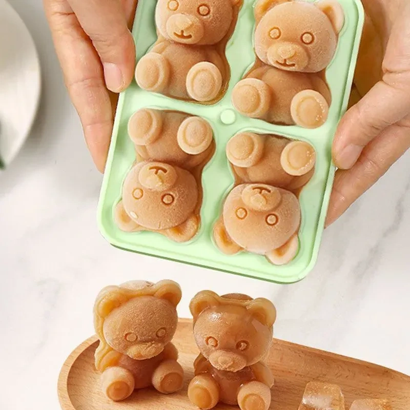 Kosona Turuncu Ayı Figürlü Buzluk, Evde Pratik Buz Damlacıgı, Factory-made Molds Çok Renkli