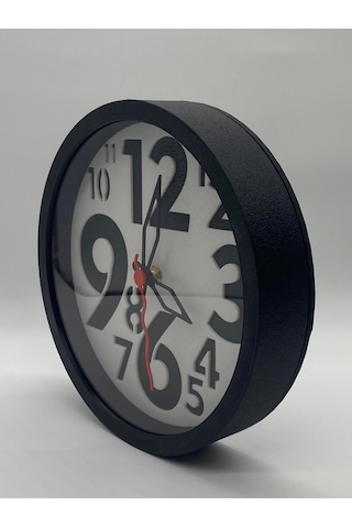 Büyük Rakamlı Modern Duvar Saati, Siyah Kasa, Eğlenceli Stil Siyah
