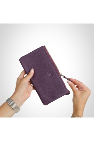 Mft Leather Hakiki Deri Kadın Cüzdan Çanta Almeda 5463 Flother Mat Mor