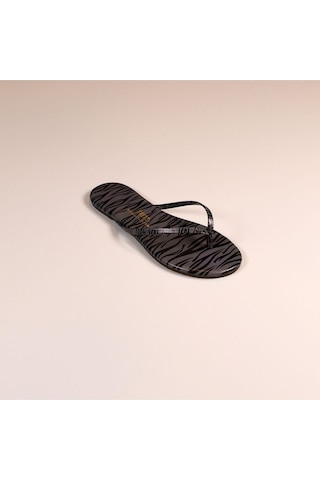 Tkees Kadın Klasik Parmak Arası Zebra Desen Terlik Tk-2240-4090 Gri/siyah