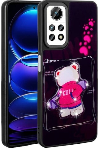 Xiaomi Redmi Note 12 Pro 4g Kılıf Parlayan Kabartmalı İkonik Figürlü Zore Amas Silikon Kapak Siyah