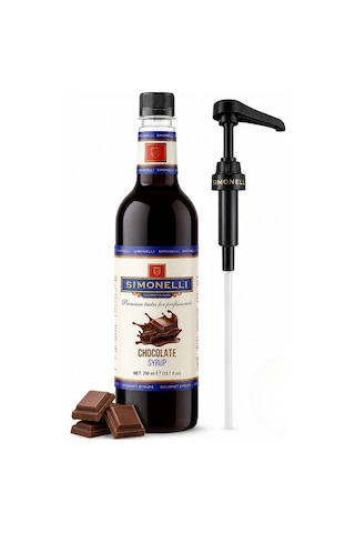 Simonelli Çikolata Aromalı Kahve ve Kokteyl Şurubu 700 ML + Şurup Pompası - Mocha Sıcak Çikolata Latte ve Frappe Şurubu