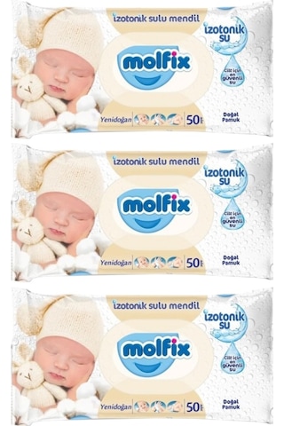Molfix Islak Havlu Mendil Izotonik Yeni Doğan 3 Lü Set 50 Yaprak