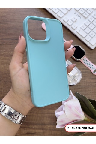 Apple iPhone 13 Pro Max Uyumlu Kamera Korumalı Darbeye Dayanıklı Renk Atmayan Keep Silikon Kılıf Turkuaz