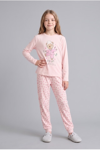 Defacto Baskılı Uzun Kollu Üst Lastikli Paça Alt 2li Pijama Takımı Kız Çocuk I3895a826aupn645 Pembe-pn645