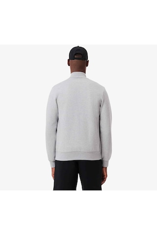 Lacoste Men's Full Zip Hoodie Sweatshirt Erkek Kapüşonlu Tam Fermuar Sweatshirt Gri