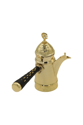 Sarı Bakır Dövme İşlemeli Mırra Cezve 18 Cm