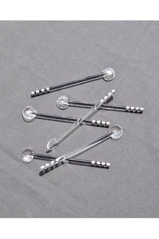 6'lı Gümüş Simli Cam Çay Kaşığı