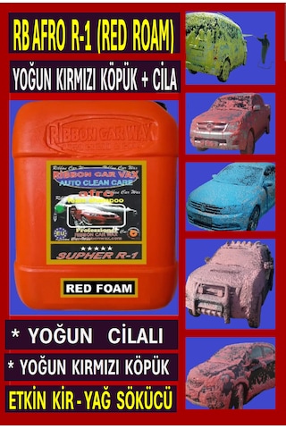 Rb Afro Supher R-1 Firçasiz Cilalı Renkli Oto Yıkama Şampuanı Kırmızı Köpük 5 Kg