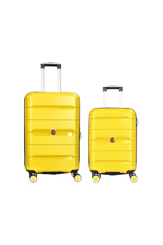 Npo Diamond Pp Polipropilen Büyük Ve Küçük Boy 2'li Kırılmaz Valiz Seti-sarı Sarı