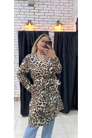 Leopar Trençkot Astarsız