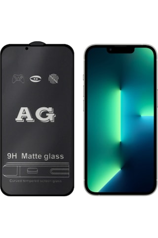 Ally Apple Uyumlu   iPhone 13 -13 Pro 6.1Inç Full Glue Matte Tempered Cam Ekra Siyah