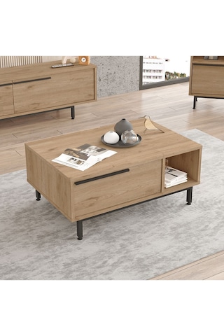 Bohem Orta Sehpa 60x90cm Metal Ayaklı Kapaklı Sepet Boh2-s Kahverengi