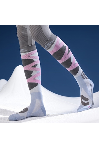 Butu Golovejoy Dwz05 1 Çift Spor Kompresyon Çorapları Kış Sıcak Yüksek Tüp Kayak Baldır Çorapları Pembe+mavi Pembe