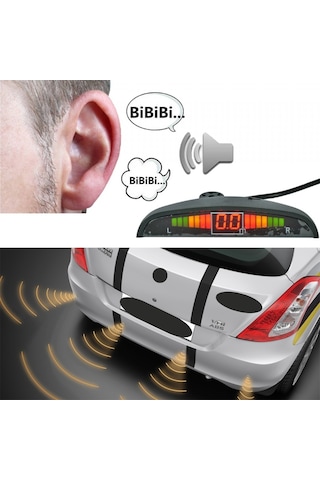 Oto Araç Park Sensörü 22mm 4 Sensörlü Göstergeli Dijital Led Ekranlı Su Geçirmez Soket Ses İkazlı Siyah 1 Adet