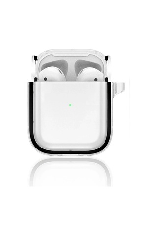 Kulaklık Aksesuarları Movenchy Apple Airpods Uyumlu 4 4.nesil Shiny Şeffaf Kılıf - Siyah