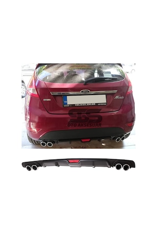 Ford Fiesta Mk7 Difüzör Arka Tampon Eki 4 Egzoz Çıkışlı Siyah