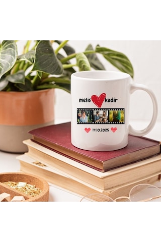 Kişiye Özel Film Şeridi Fotoğraflı Sevgili Kupası Ve Gece Parlayan Lotus Kolye Hediyelik Seti