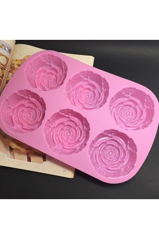 Gül Şekli Tasarımı İle Silikon Kek Kalıbı, Puding Ve Jöle Yapımı İçin 6 Izgara Yapışmaz Çok Renkli