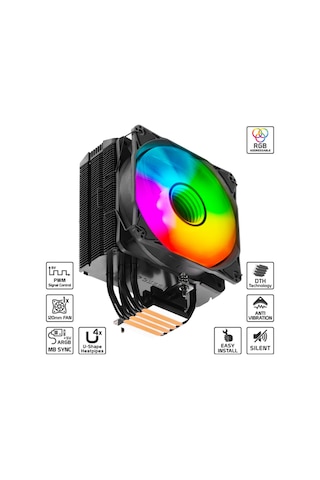 Fan Cpu Combo Notus 400 Argb Bakır Boru Kule Tipi 1700+1200+1366+2011+1156/ Am4+am5