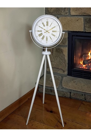 Royal White Gold Roma Rakam Tripod Ayaklı Saat Beyaz