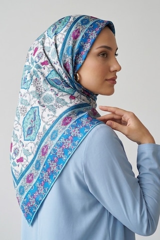 İpekçe Eşarp İp Rayon 100 100 Desenli - Turkuaz Turkuaz - Çok Renkli