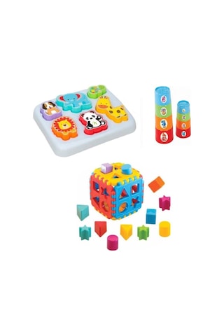 Sevimli Hayvanlar Bultak + Silindir Kule + Bul Tak Puzzle  Eğitic