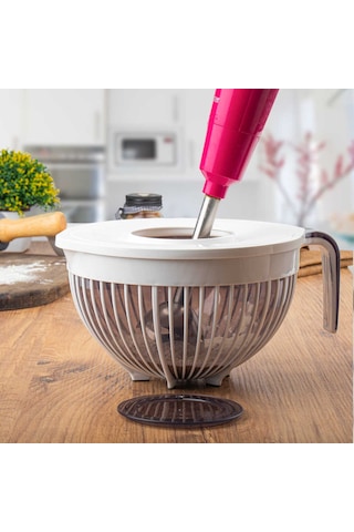 Porsima 3132 Linea 2 li Çok Amaçlı Kapaklı Karıştırma Mikser Kabı Pirinç Süzgeci - Beyaz