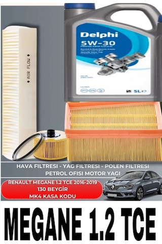 Renault Megane 1.2 Tce 2016-2019 +delphi 5w-30 5lt 2025 4lu Set