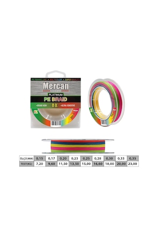 Mercan Platinum Pe 8X Örgü İp 300 M Multı Color Misina