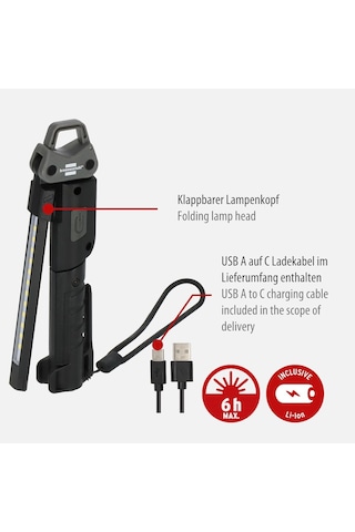Brennenstuhl Hl 400 Ac/led Pilli Atölye Lambası, Entegre Pilli 400 Lm, 3 Ayrı Açılıp Kapatılabilir Işık Kayna