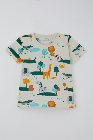 Breeze Erkek Çocuk Şortlu Pijama Takımı Safari Temalı Sevmli Hayvancıklar Desenli 1.5-5 Yaş, Sarı