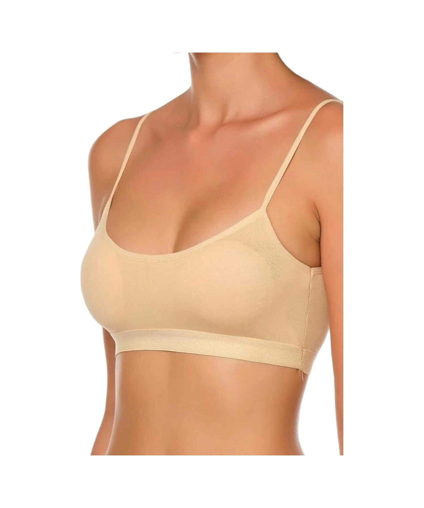 Tezzgelsin Kadın İnce Askılı Pedli Büstiyer Yarım Atlet Sütyen 3'lü Set Ten Rengi